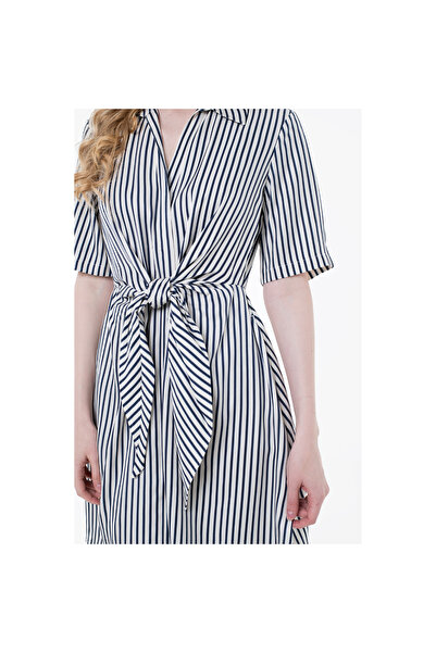 Tommy Hilfiger Th Ww0ww45820 Vıs Twıll S/s Knot Kadın Elbise