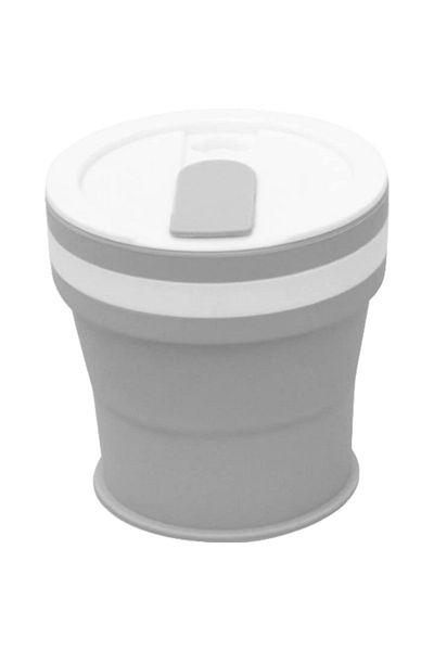 Royal Cană pliabilă din silicon pentru călătorii, 350 ml, cu pai inclus, 9 x 9,2 cm, gri