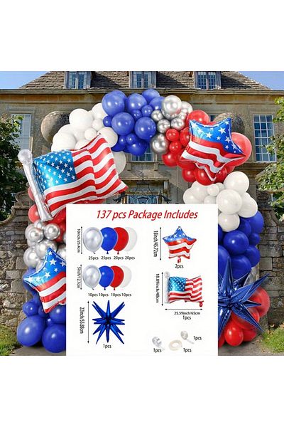 Choice Other MULTI 137pcs Independence Day Balloon Set American Flag Aluminum Film Balloon July 4th America