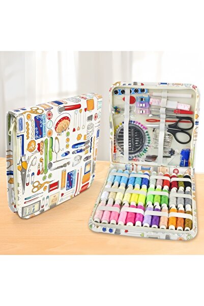 Choice مجموعة خياطة ملونة للطباعة مع خيوط وإبر ومقص وشريط قياس وأزرار للاستخدام على مدار العام