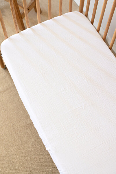 %100 Organik Pamuk Bürümcük Müslin Lastikli Çarşaf Bebek&Çocuk 70x120 cm +15cm Yatak Yüksekliği