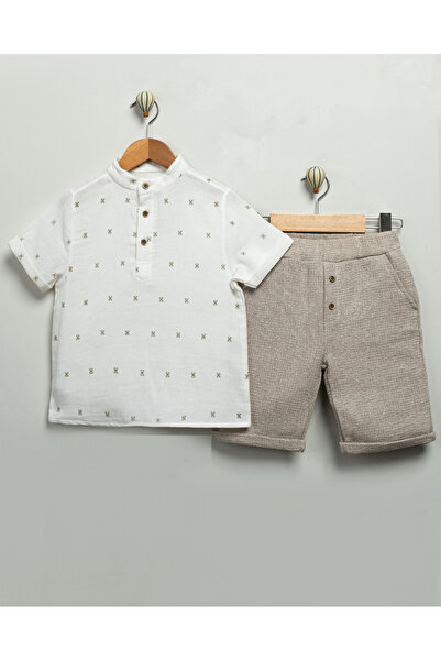 Minitrio Boys' Baby & Kids 2-Piece Patterned Shirt and Shorts Set