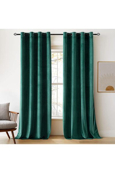 Metropolitan Concept Set of two full blackout velvet curtains, worked on staple rings