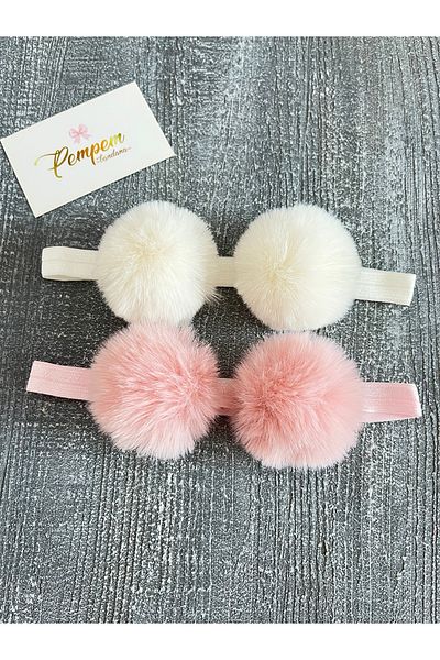 pempem bandana Baby Girl Pom Pom Bandana Set