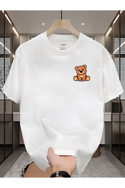 PARUNIV Men's T-shirt, Teddy Wear, Classic Regular Fit, 100% Cotton, Vegan Approved