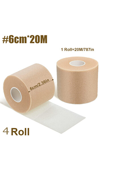 Choice 6 سم × 20 متر (4 لفات) 4 لفات شريط لف مسبق للركبة والكاحل سميك قابل لل...