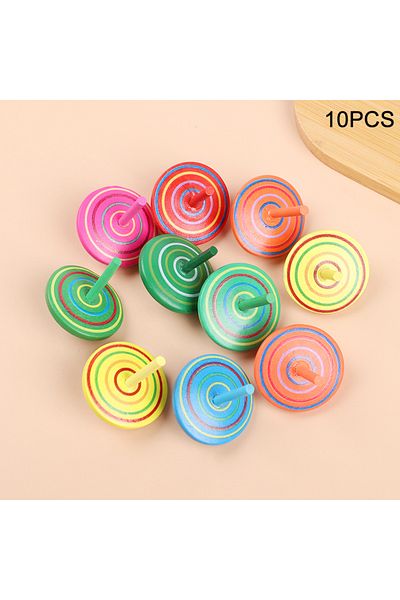 Choice 10pcs 10-30Pcs Colorful Wooden Gyro Mini Spinning Toys Kids Birthday Party Favors Gift for Guests Pi