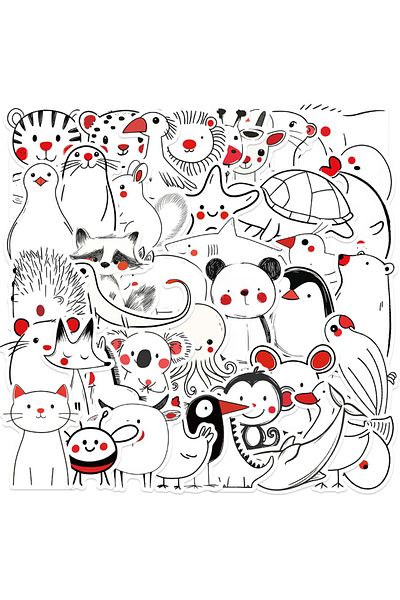 Choice 50PCS 50PCS Animal Sketch Rabbit Hedgehog Stickers Funny Animals Sticker Toy Gift DIY Phone Notebook