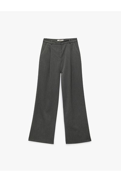 Koton High Waist Palazzo Trousers with Pockets and Pleat Detail