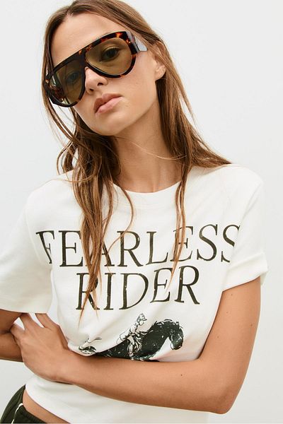 Stradivarius Flocked print t-shirt