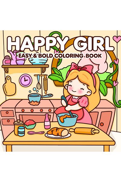 Choice MULTI HAPPY GIRL Bold-easy Patterns Coloring Book for Adults Cute Drawing Book Perfect Gift for Part