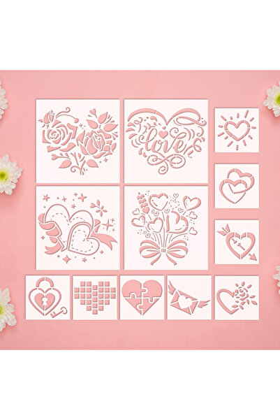 Choice 12 قطعة من YOMDID، 12 قطعة من رسومات قلوب الحب ورسومات الحيوانات الأليفة المجوفة ذات الطابع القلبي، قابلة لإعادة الاستخدام، DIY Heart P