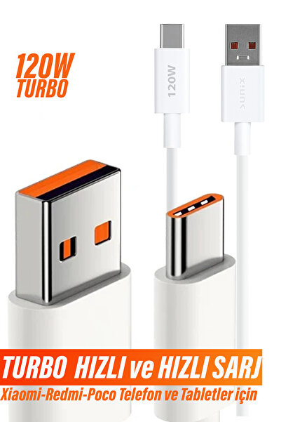 EXENAR Xiaomi Mi Uyumlu Turbo Hızlı Şarj Kablosu 33W 67W 120W Turbo Şarj Ciha...