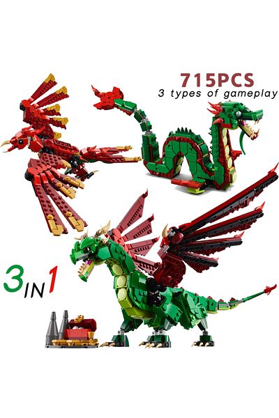 Choice 715PCS 3in1 NO BOX In stock Dragon Parrot compatible with 31161 children's puzzle gifts, brick model