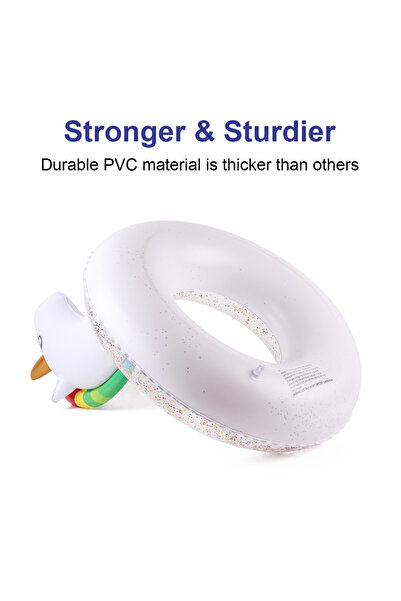 Choice عوامات حمام سباحة على شكل وحيد القرن، قطعة واحدة، حلقة سباحة سميكة صيفية للبالغين، مناسبة لحمام السباحة الصيفي
