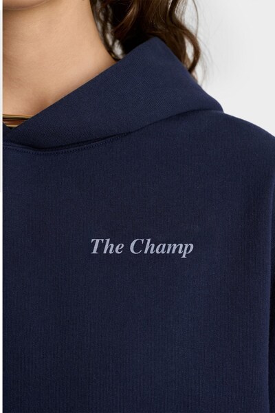 The Champ Clothing Unisex Φούτερ με κουκούλα Navy Blue – The Champ Crested, 3 Thread Raised, City και College Style