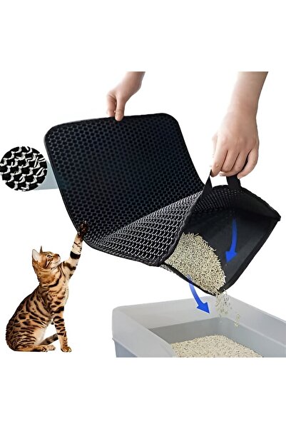 Flippy Double-sided Cat Litter Mat, Waterproof, Non-slip, 40x50 cm, Black