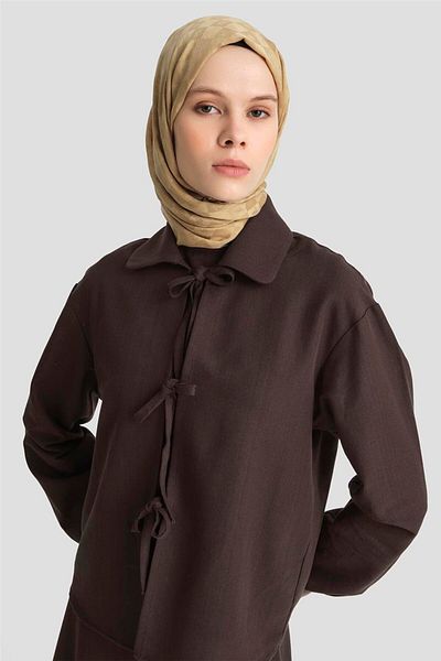 Armine 3-Piece Linen Set with Bow Detail 25Y6049 Cocoa