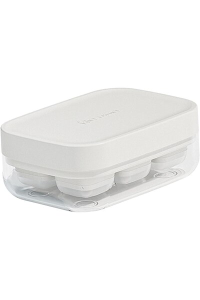 Royal Ice cube mold with press, food-grade silicone, 6 cubes, storage tray, white