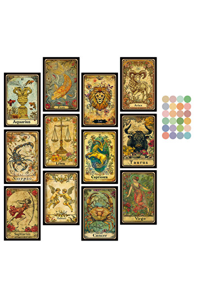 Choice 12 قطعة من بطاقات التارو البريدية العتيقة التي تكشف عن الأبراج، ديكورا...