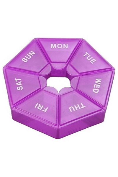 Royal Cutie separator medicamente cu zilele saptamanii, Plastic, 7 compartimente, Mov