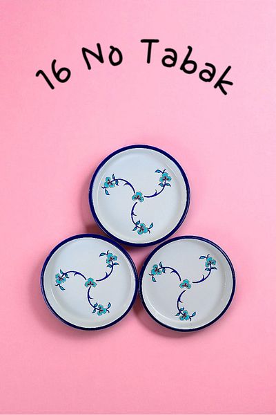 İnci Emaye 16 cm 3 Piece Enamel Plate Single Coffee Plate, Serving Plate Snack Plate, Gift,