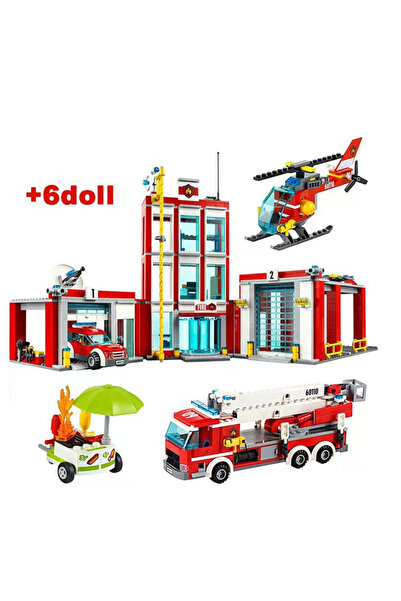 Choice 958PCS 958PCS City Fire Station Helicopter Truck Garage Firehouse Building Blocks Set Bricks Compati