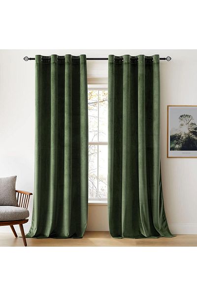 Metropolitan Concept Set of two full blackout velvet curtains, worked on staple rings