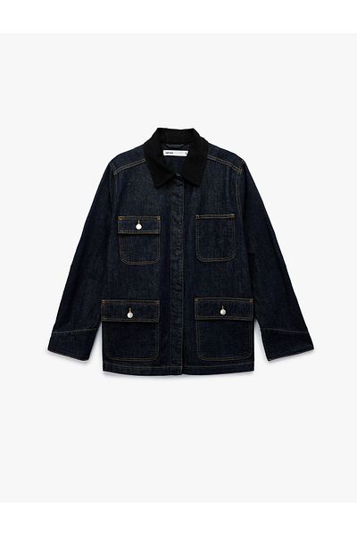 Koton Jachetă din denim cu mânecă lungă, cu buzunar, cu guler de cămașă