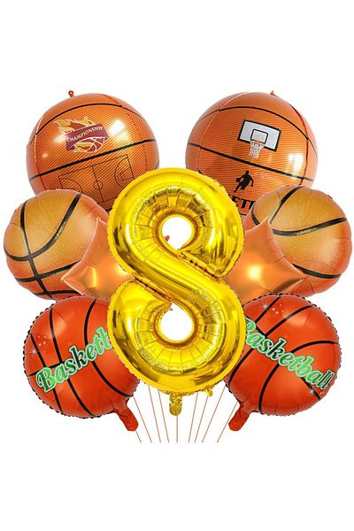 Choice Other 8 year old 9Pcs Basketball Balloon Set Digital Aluminum Film Balloon Sports Basketball Party S