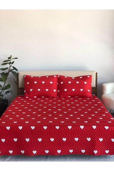 coverbox Double Dowry Pique Bed Cover Set 200X220 cm Multi-Purpose Blanket with 2 Pillow Cases