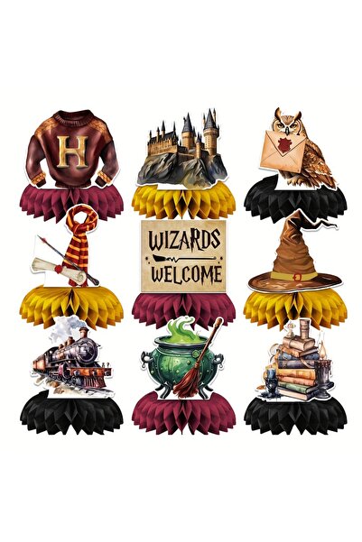 Choice زينة حفلات أعياد الميلاد السحرية باللون البني، 9 قطع مركزية على شكل قر...