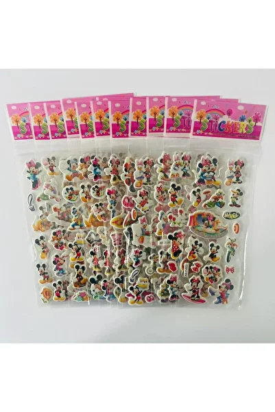 Miniso 12pcs mickey 12pcs/set Disney Mickey 3D Bubble Stickers Decoration Decal Cute Reward Puffy Sticker S