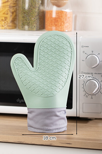 Porsima 3137-3 Silicone Fireproof Non-Stick Oven Gloves Green