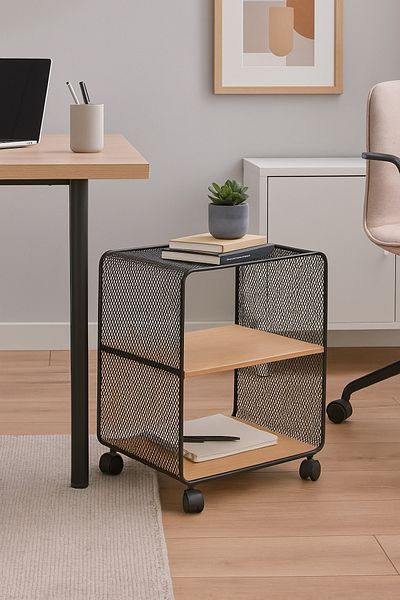 5FiveSmart Etajera 5Five cu 2 compartimente, MDF si metal, 43x28x52 cm, negru