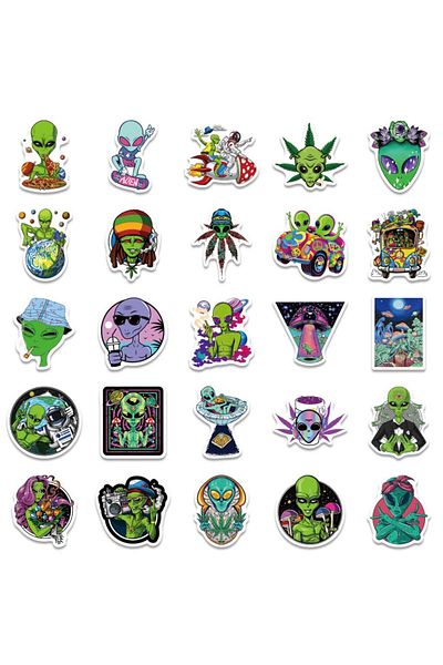 Choice 50pcs-Random 50PCS Psychedelic Weed Alien Sticker Funny Characters Leaves Graffiti Stickers Bike Tra