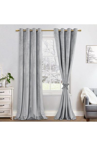Metropolitan Concept Set of two full blackout velvet curtains, worked on staple rings