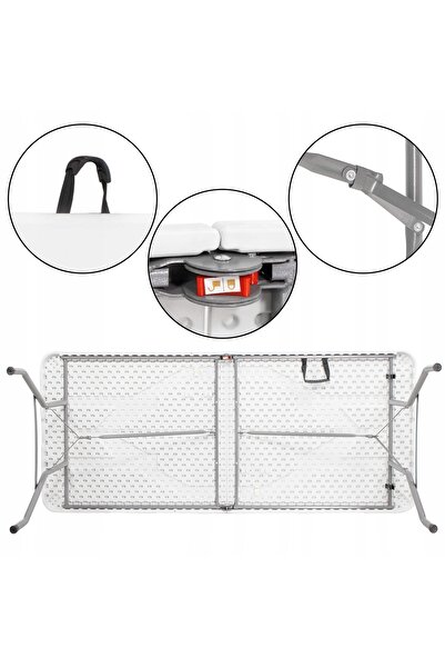 SERSIMO Masa dreptunghiulara pliabila multifunctionala, 180x72x75cm, alba