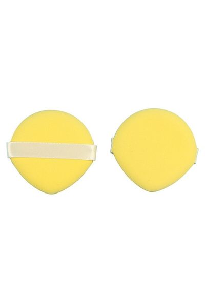 Briggs Burețel de machiaj triunghiular, reutilizabil, utilizare umedă sau uscată, 5,5 x 5,5 x 0,9 cm, puf de pudră, galben