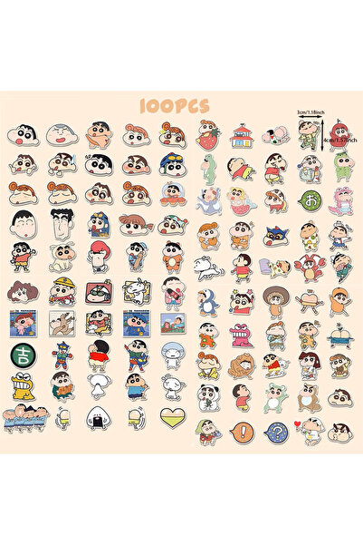 Miniso C-100PCS 50/100pcs Kawaii Crayon Shin-Chan Stickers Handmade Decorative Stickers Diy Cell Phones Com