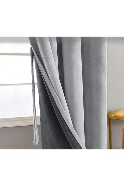 Metropolitan Concept Set of two full blackout velvet curtains, worked on staple rings