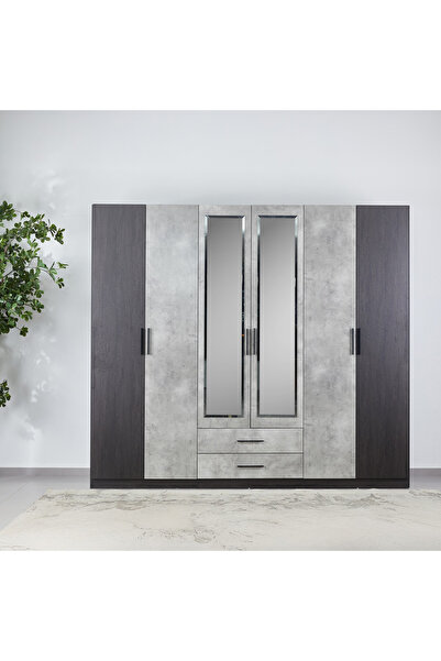 Home Box خزانة ملابس سكوت بستة أبواب مع أدراج ومرآة