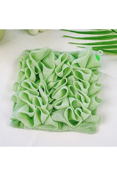 Flippy Prosop de baie, Flippy, 2 în 1, cu burete din plasă, 17 x 17 cm, verde