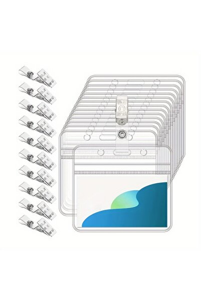 Choice 10set ID card holder and badge holder, transparent horizontal name mar...