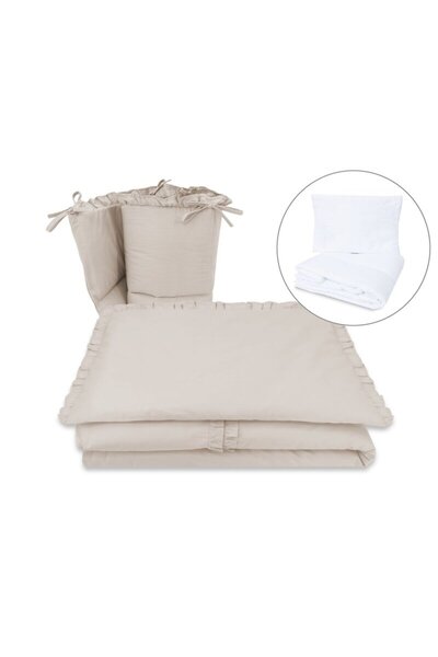 MimiNu Lenjerie patut cu 5 piese, MimiNu, Pentru patut 120x60 cm, Cu volanase...