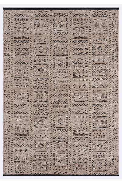 Gaia Beige Carpet Washable Non-Slip Base Chenille Rug Woven Cotton Base Rug 10352
