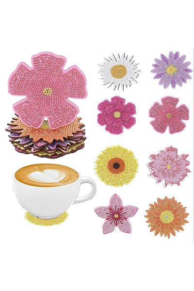 Choice AA1163B 8 pieces DIY diamond Painting art set Man flower pattern coaster Special shape crystal artif