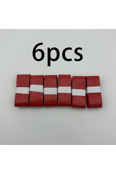 Choice red 6pcs, [popular choice] Anti slip adhesive flat hand glue for badminton/tennis rackets, professio