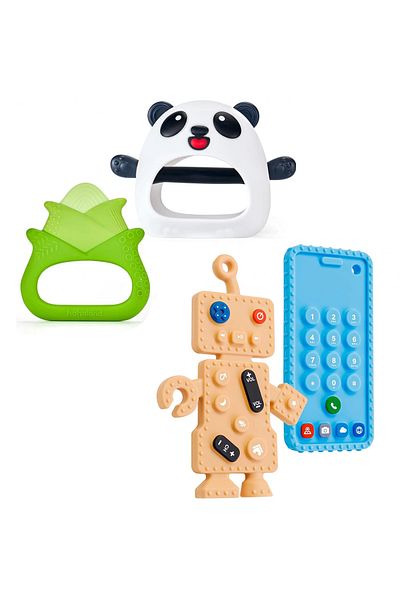 SARALMA Set of 4 silicone teething toys