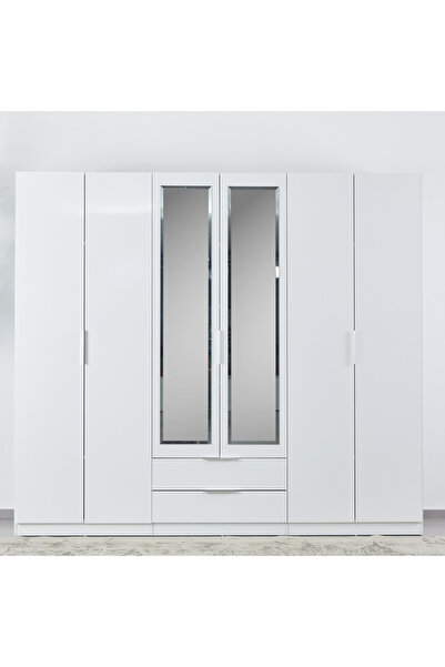 Home Box Frankfurt 6-Door Wardrobe with 2-Drawers and Mirrors
